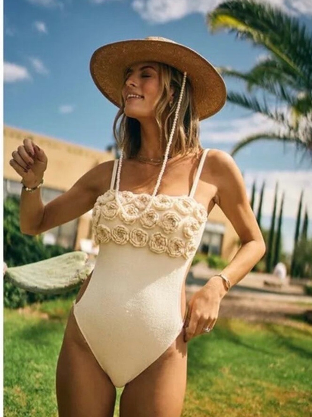 Antonio Melani M.G. Style Pearl, Textured, Crochet One Piece Swimsuit - Picture 3 of 11